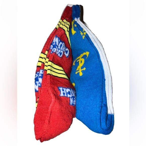 Cap’n Crunch Crew Socks 2 Pair Men 8-12 White Blue Red w Logo Cereal Oops! NEW! - Picture 6 of 9